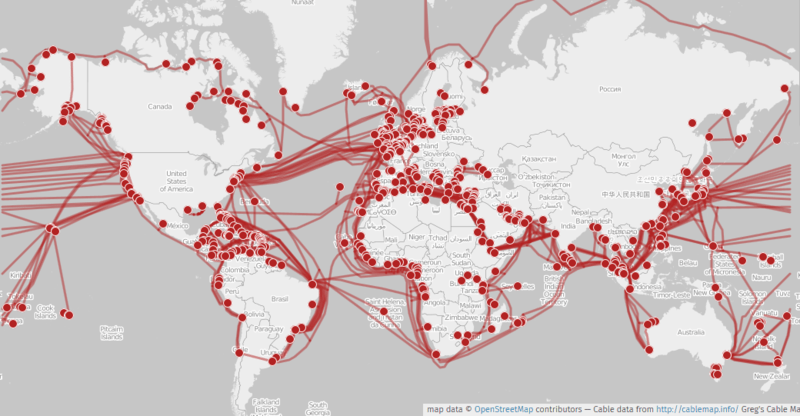 Map with Undersea Cables