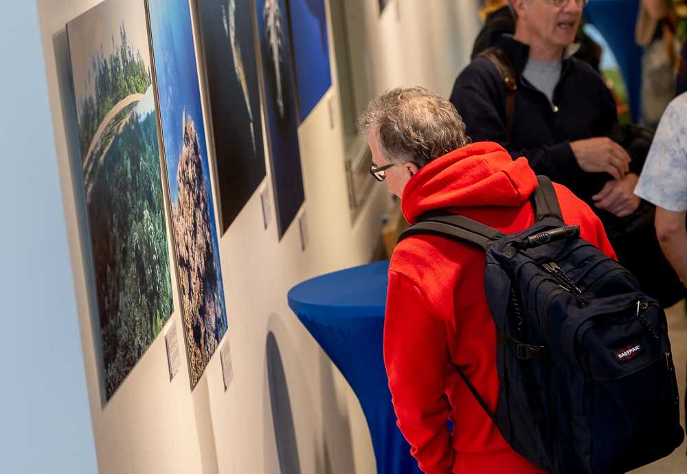 Visitors at photo exhibition